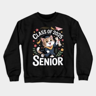 Womens British Longhair Cat Graduation Class Of 2025 School Senior Crewneck Sweatshirt